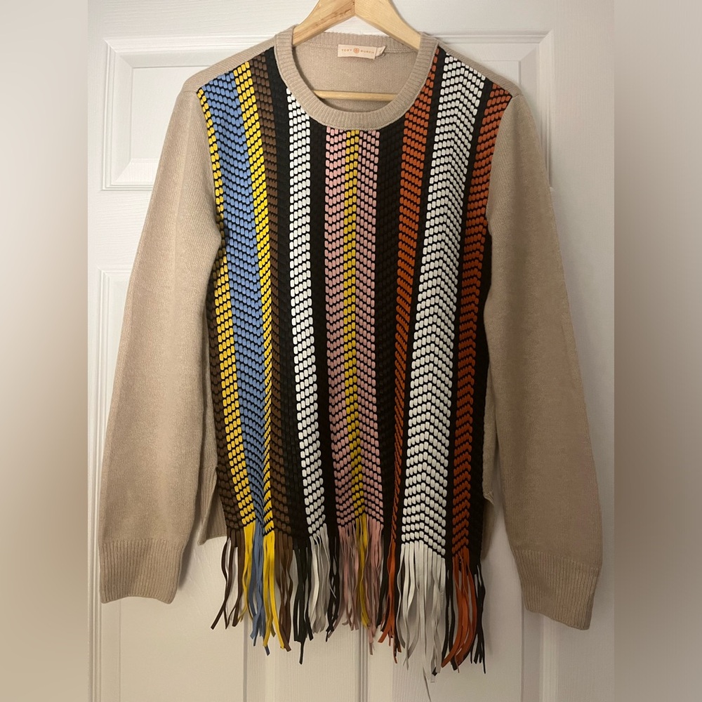 Tory Burch cashmere wool and leather sweater